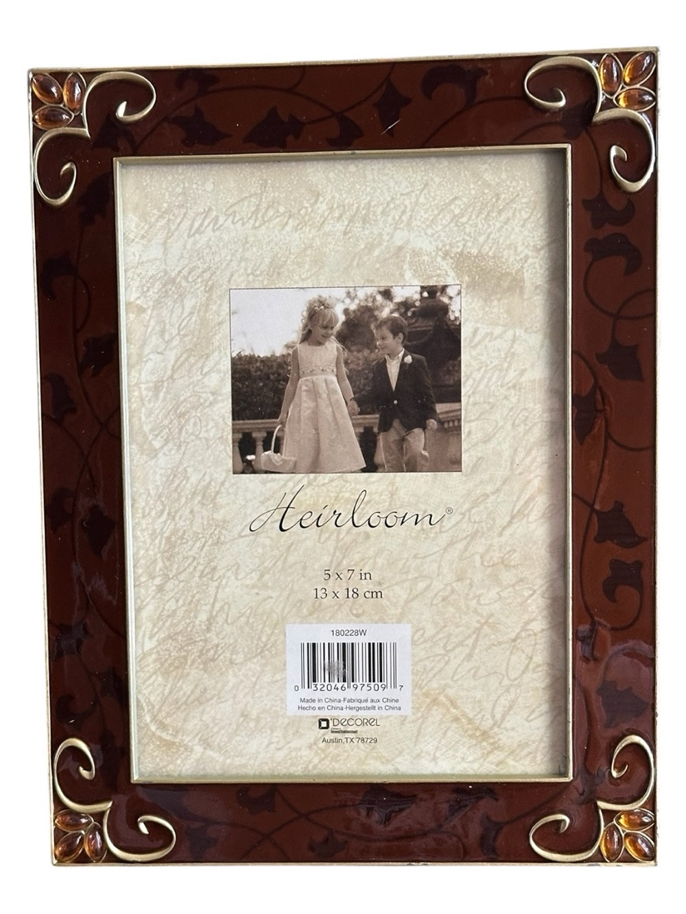 Heirloom Decorative Brown Floral 5x7 Picture Frame